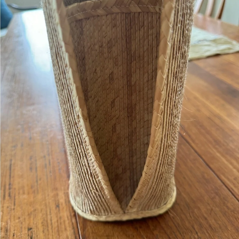 Straw Tote Beach Bag with Circle Handle